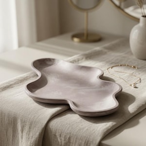 Organic Wavy Cloud Tray | Handmade Gypsum Decorative Catchall | Modern Minimalist Jewelry Tray | Vanity Organizer | image 8