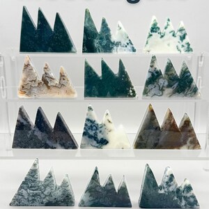 Carved Moss Agate Mountain Crystal | Polished Natural Green Stone | Witchy Altar & Home Decor