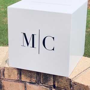 White Acrylic card box, wedding card box, wedding, gift table, locking box. image 2