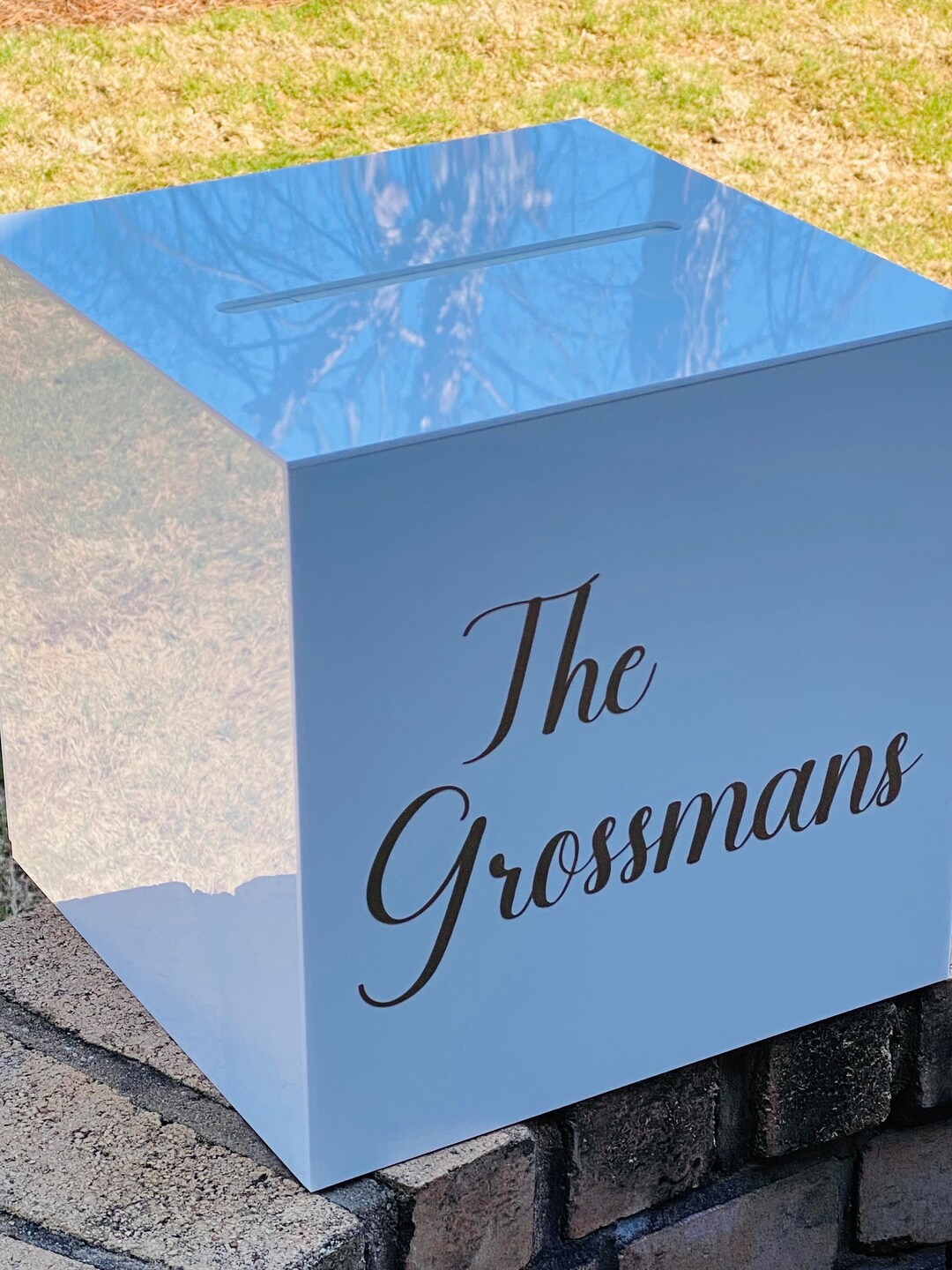 White Acrylic Card Box, Wedding Card Box, Wedding, Gift Table, Locking