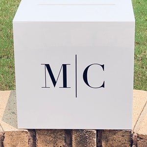 White Acrylic card box, wedding card box, wedding, gift table, locking box. image 1