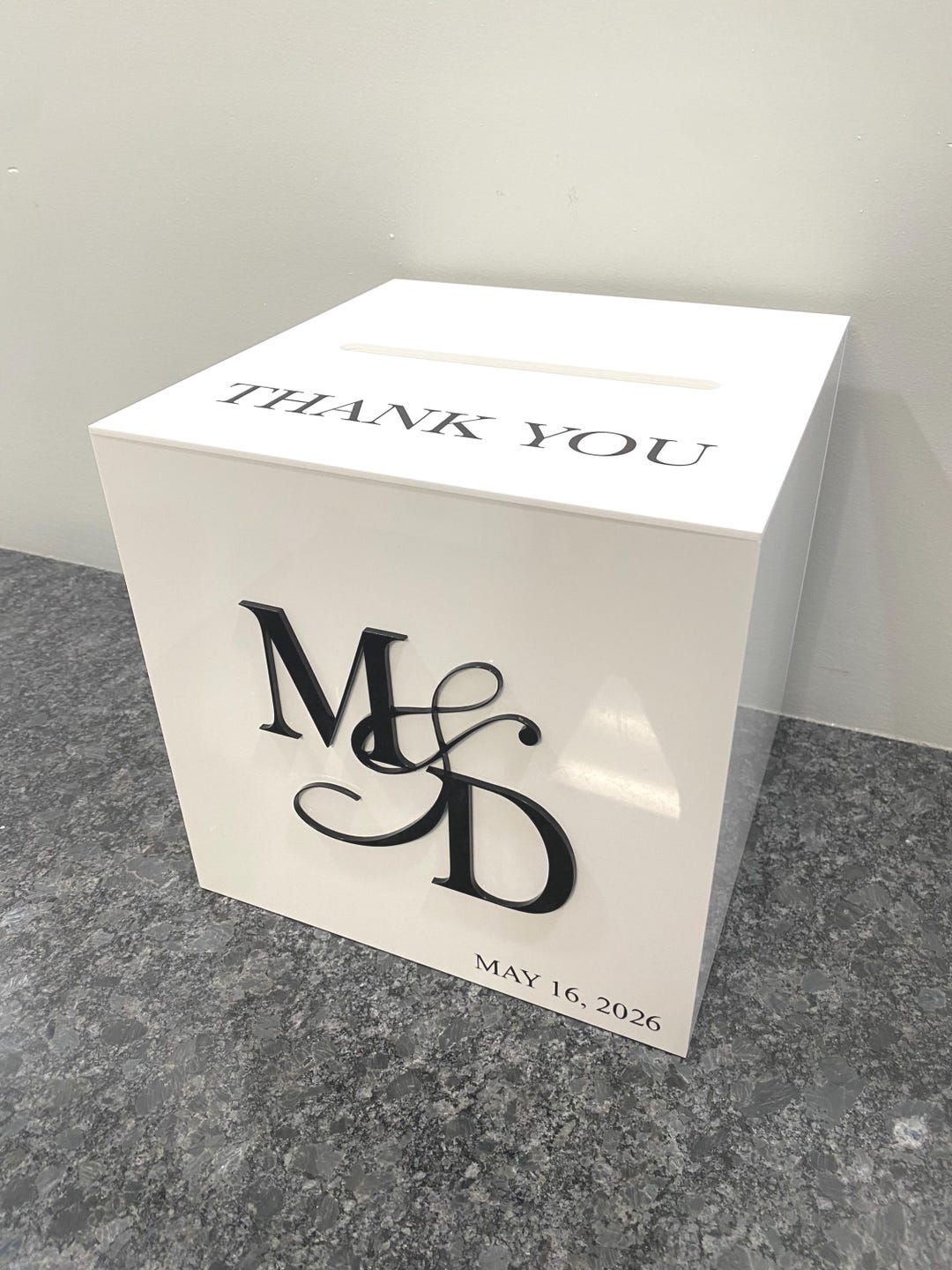 Initial Card Box 3D Acrylic Card Box, Acrylic Initials Wedding Card Box, Wedding, Gift ...