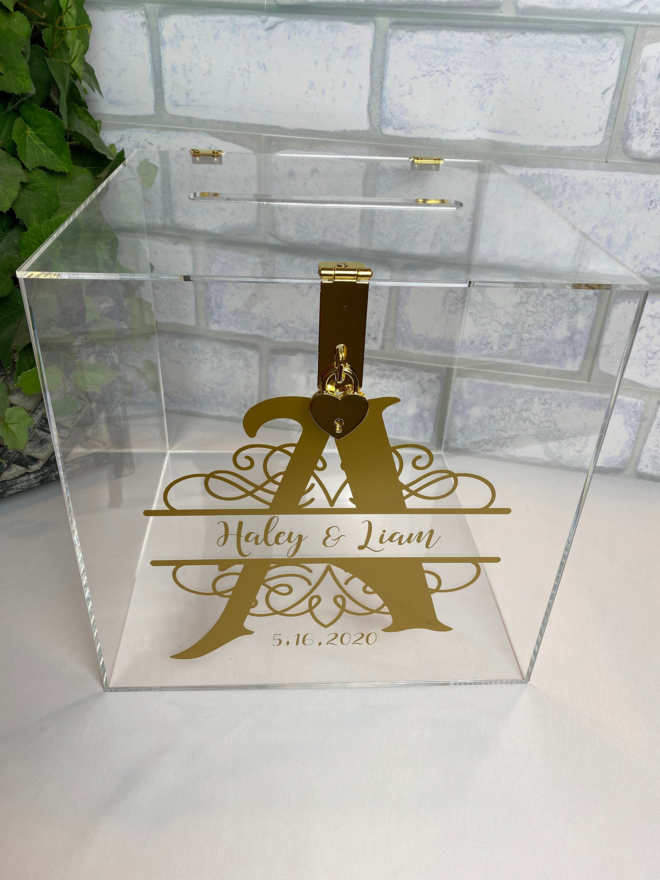 LARGE Acrylic Card Box Locking Wedding Card Box Personalized Etsy