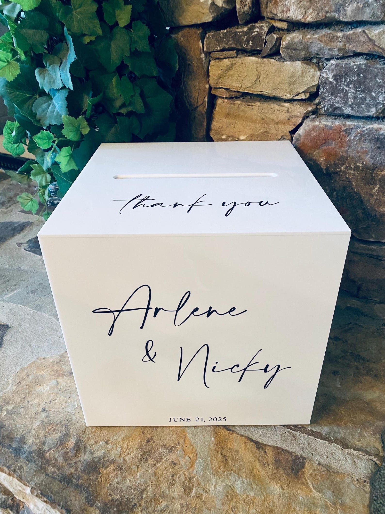 Personalized White Acrylic Wedding Card Box, Locking Keepsake - Etsy