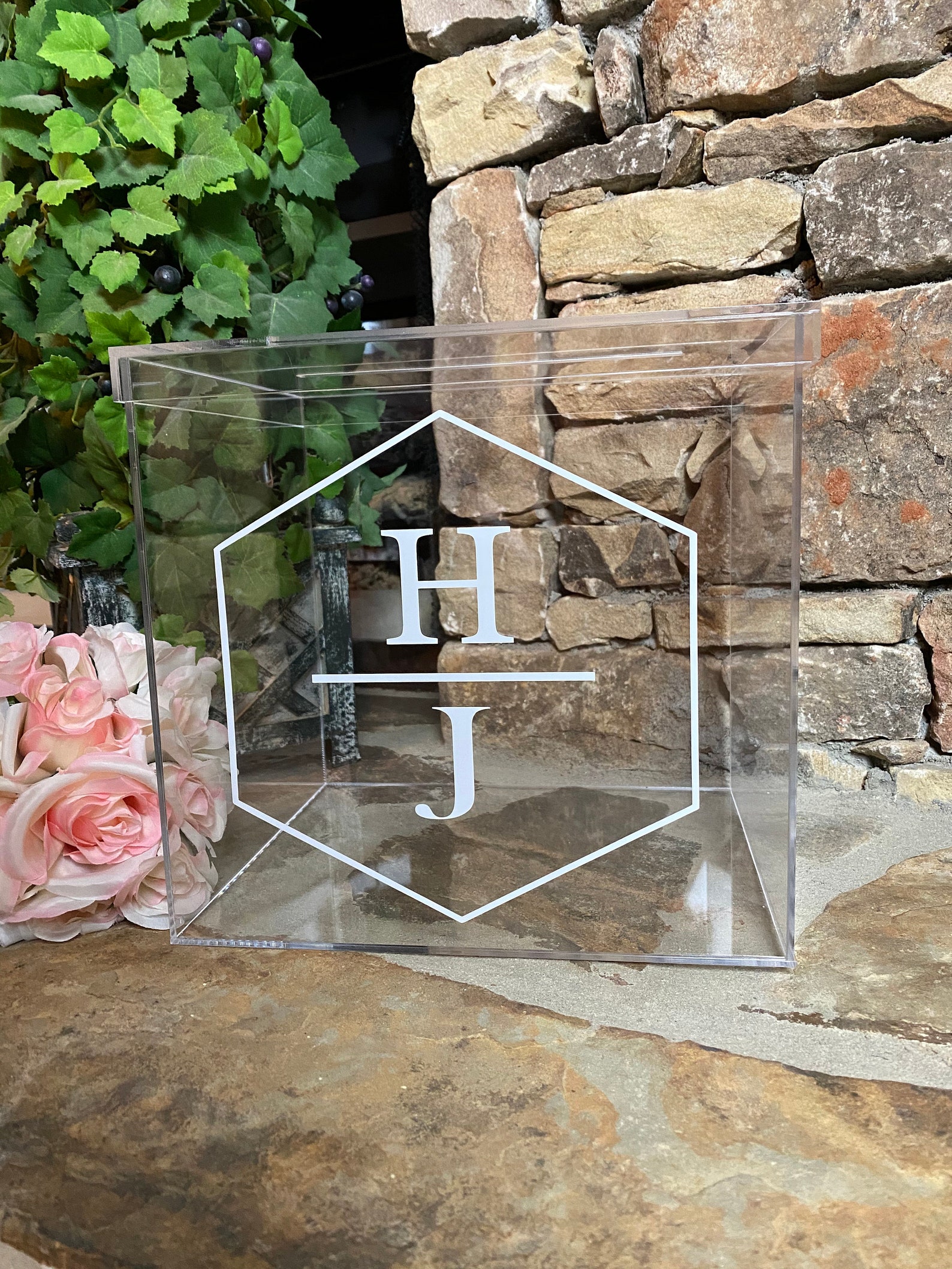CLEAR Acrylic Card Box Wedding Card Box Personalized Card Etsy