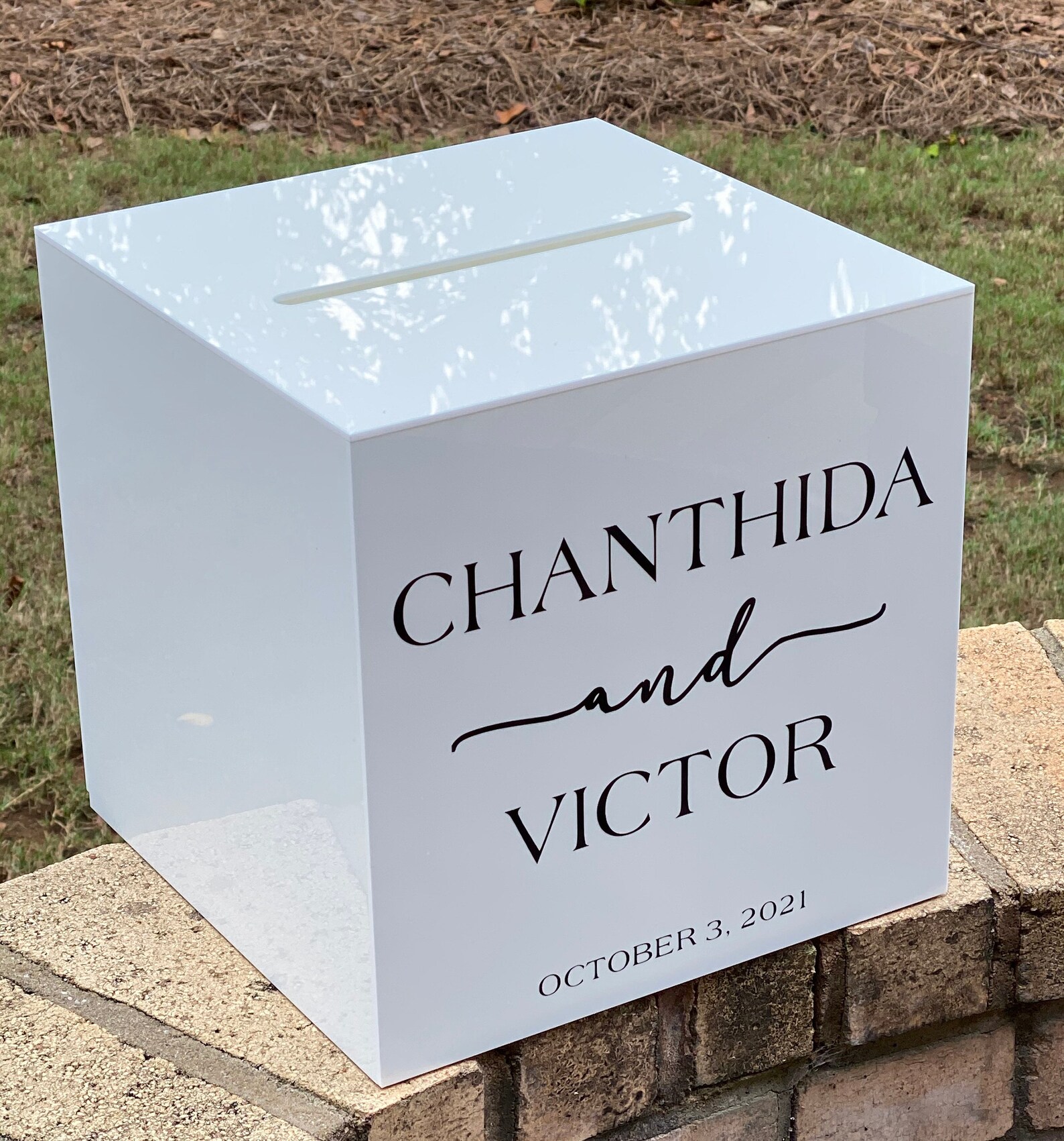 White Acrylic Card Box Wedding Card Box Wedding Gift Table Etsy