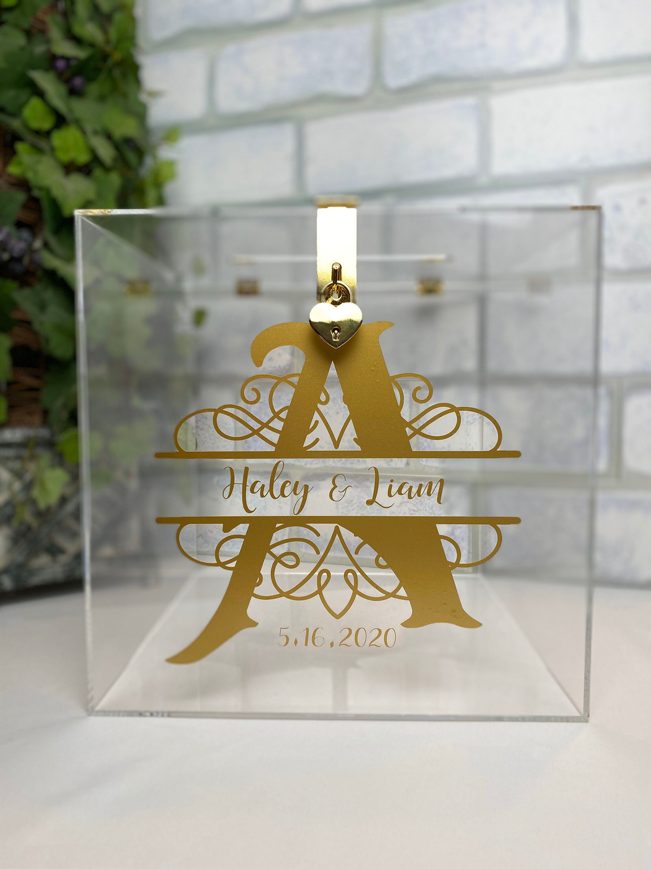 LARGE Acrylic Card Box Locking Wedding Card Box Personalized Etsy