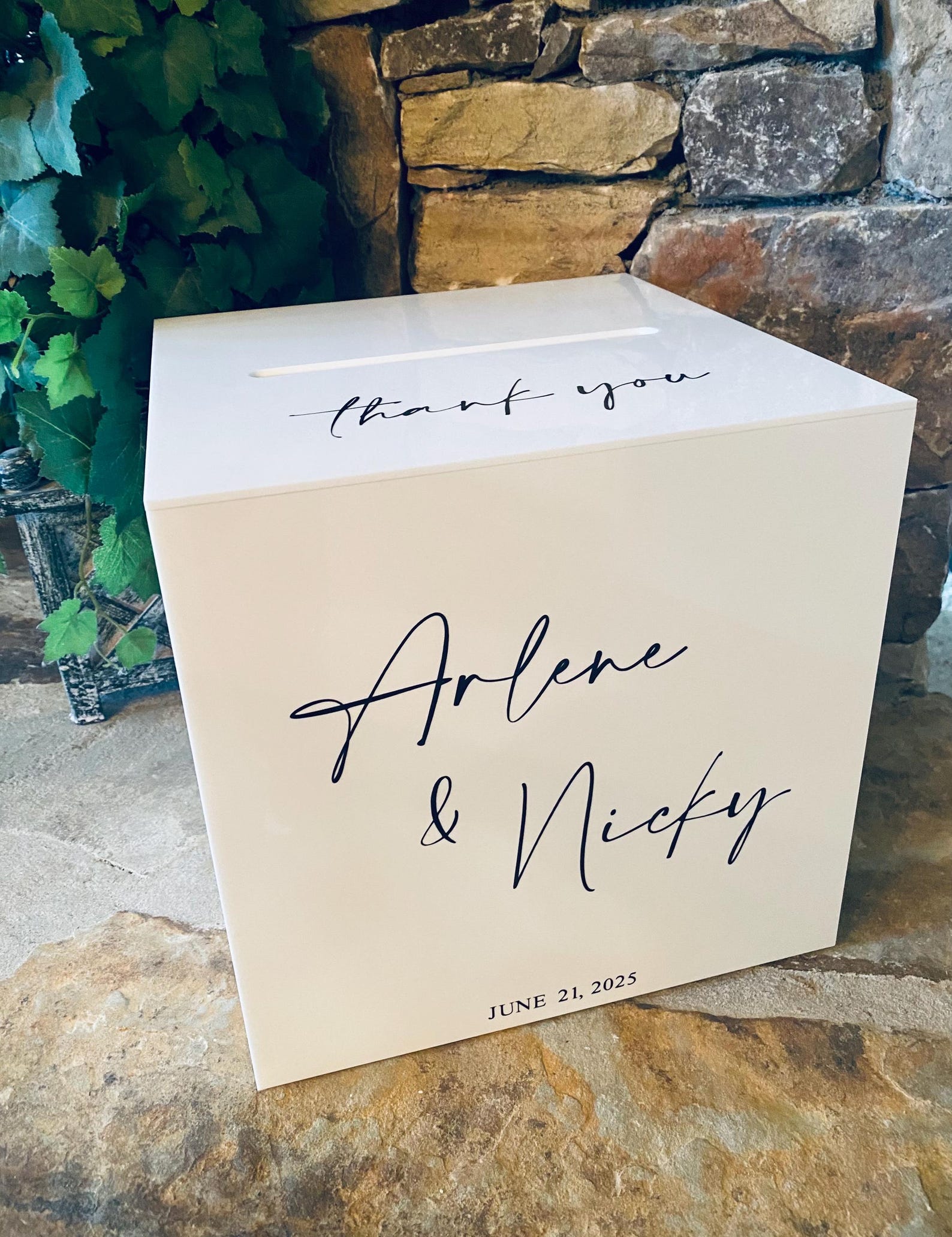 Personalized White Acrylic Wedding Card Box, Locking Keepsake - Etsy