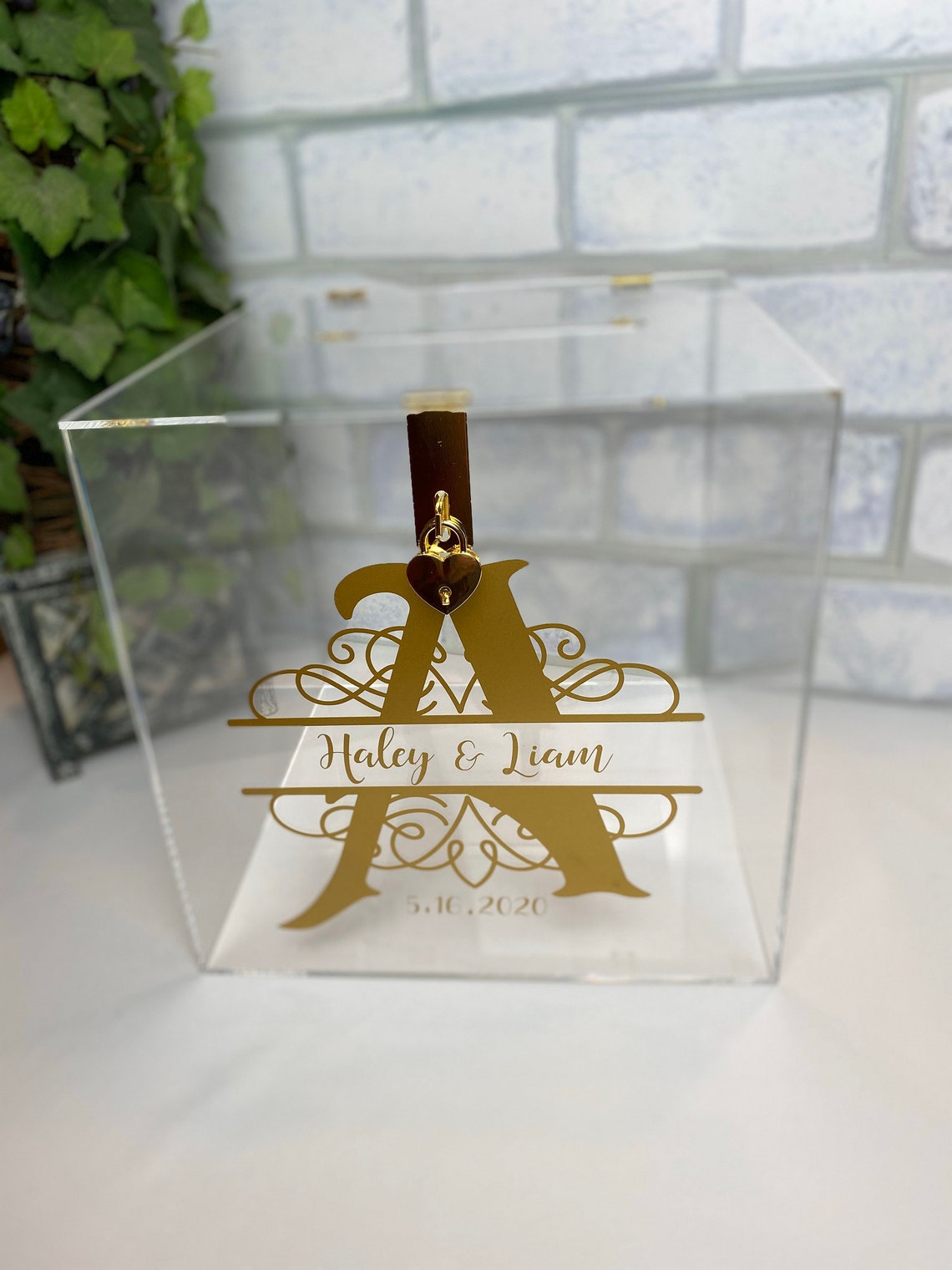 LARGE Acrylic Card Box Locking Wedding Card Box Personalized Etsy