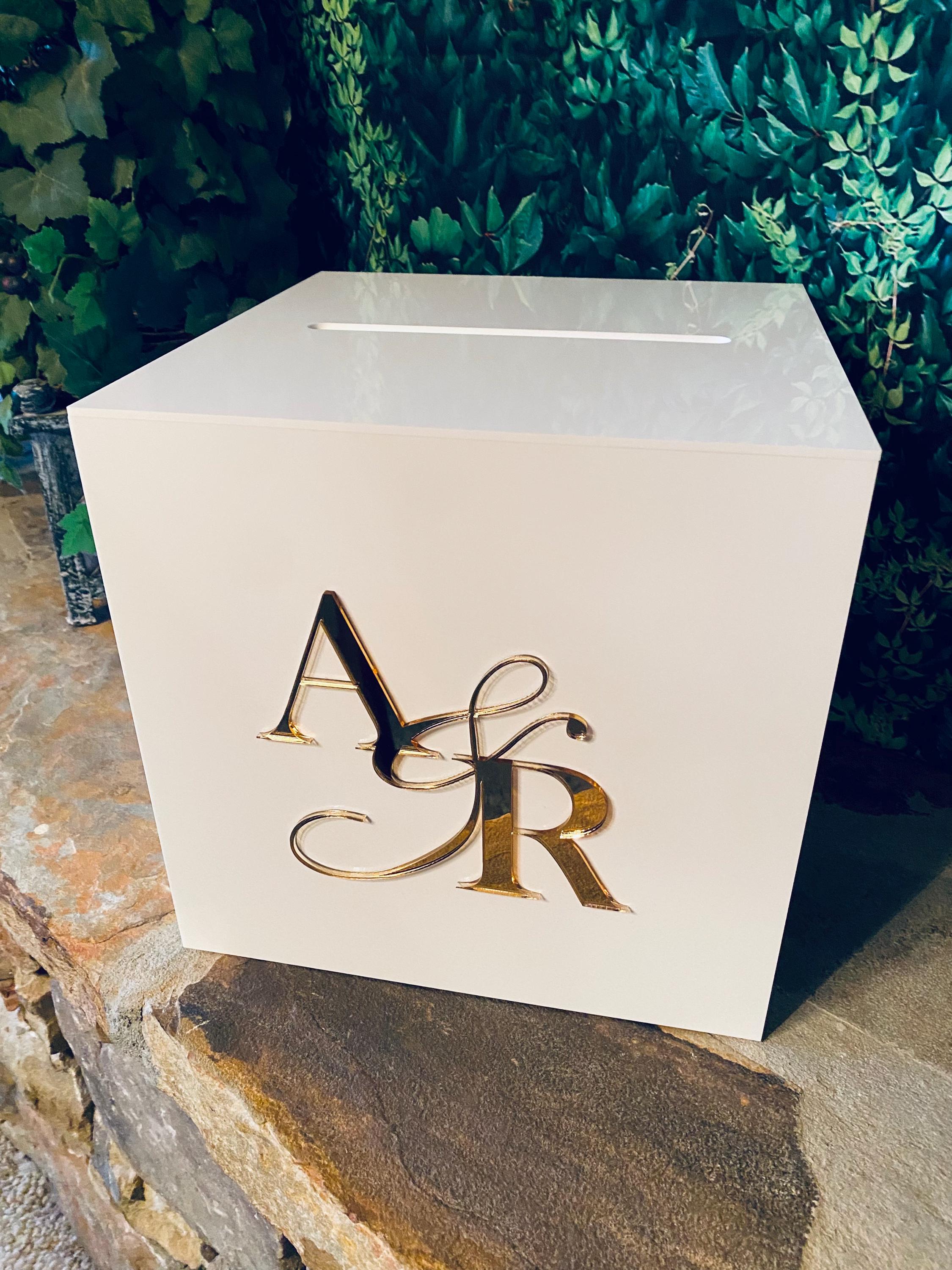 3D Acrylic Card Box | Personalized Initials Wedding Card Box | Wedding ...
