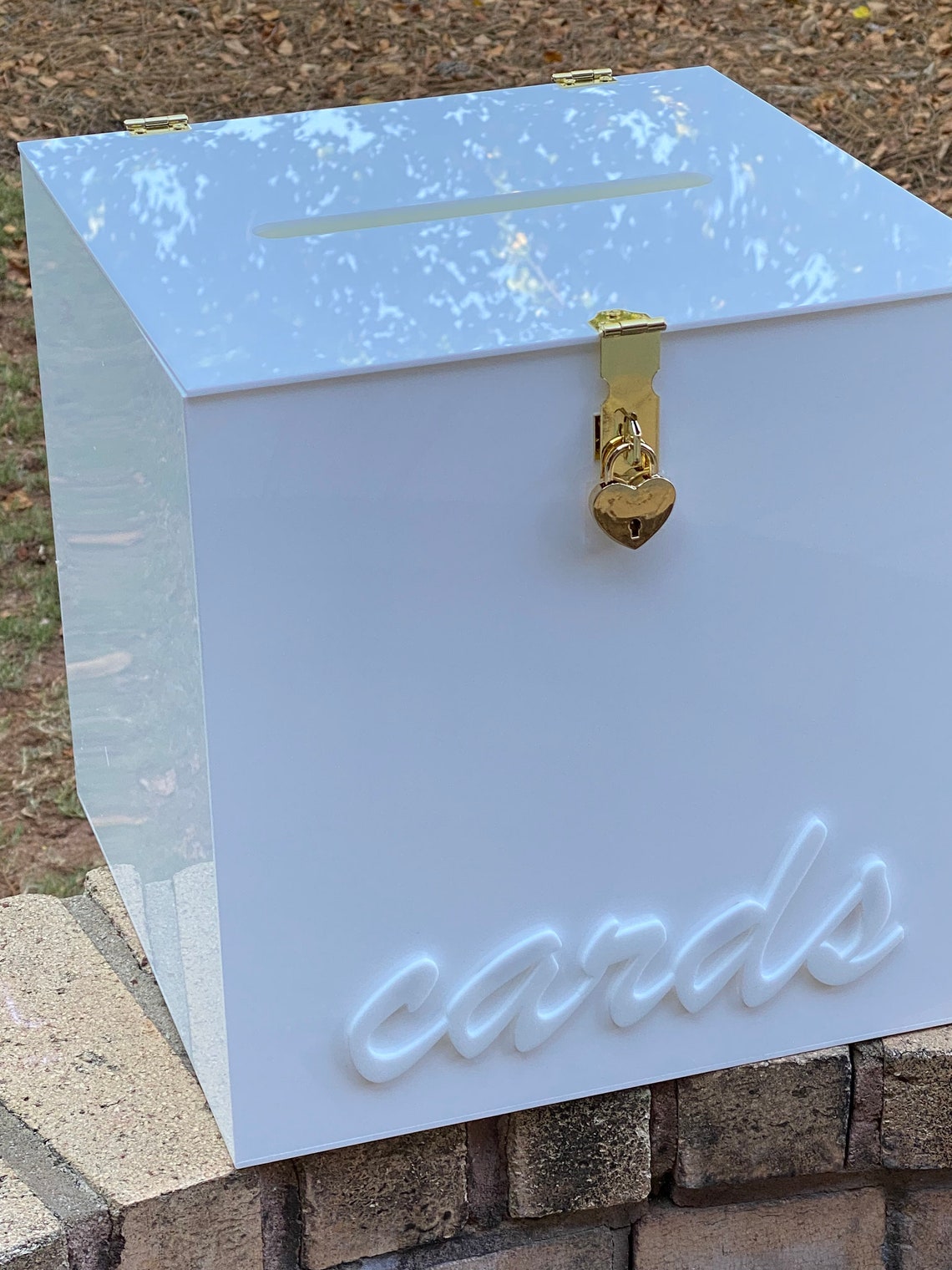 LARGE WHITE 12x12 Acrylic Card Box Wedding Card Etsy