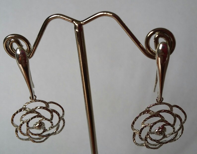 Flower Earrings 925 Sterling Silver Earrings Handmade Rose Earrings Floral Jewelry Rose Flower Earrings for Women Jewelry Gift