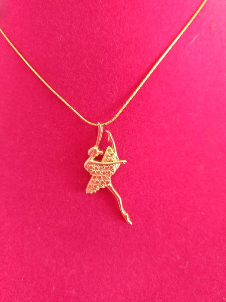 Gold Ballet pendant Dancer necklace Gold Ballerina jewelry Etsy