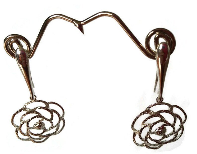 Flower Earrings 925 Sterling Silver Earrings Handmade Rose Earrings Floral Jewelry Rose Flower Earrings for Women Jewelry Gift