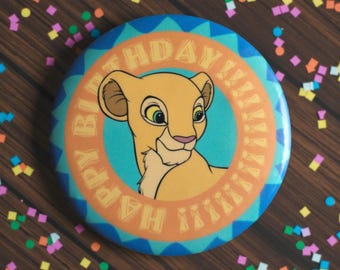 Vintage 90s Disney Parks Nala Birthday Button Pin | Lion King Disneyland Souvenir Badge | Retro Disneyana Collectible