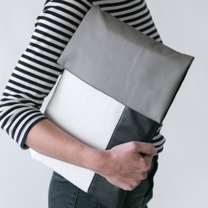 Leather Laptop case, Vegan Laptop Case, Padded MacBook Case, Geometric mac Sleeve, Minimalist Sleeve, Padded Mac Sleeve, Mac pouch, Mac Case image 1