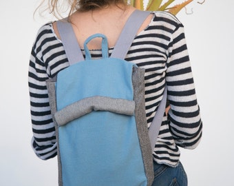 Blue Laptop Backpack, Blue Backpack, Canvas Backpack, Vegan Backpack, Fabric Backpack, Blue Rucksack, School Backpack, Back to School