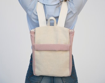 Ivory Backpack, Pink Backpack, Nude Backpack, Canvas Backpack, Natural Backpack, Laptop Backpack, Minimalist Backpack, Beige Backpack