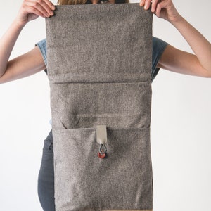 Gray Rolltop Backpack, Laptop Backpack ,Grey Backpack, Travel backpack, Men Backpack, Vegan backpack, Canvas backpack, Fabric backpack image 5