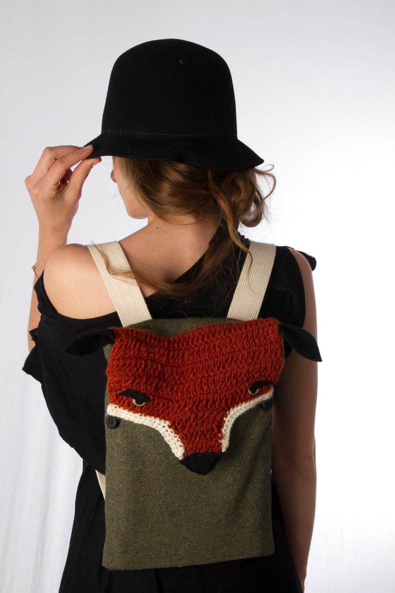 Fox Backpack, Crochet Backpack, Fox Bag, Crocheted Fox, Cute Backpack, Crochet Fox Bag, Knitted Backpack, Children Backpack, Kids Backpack image 2