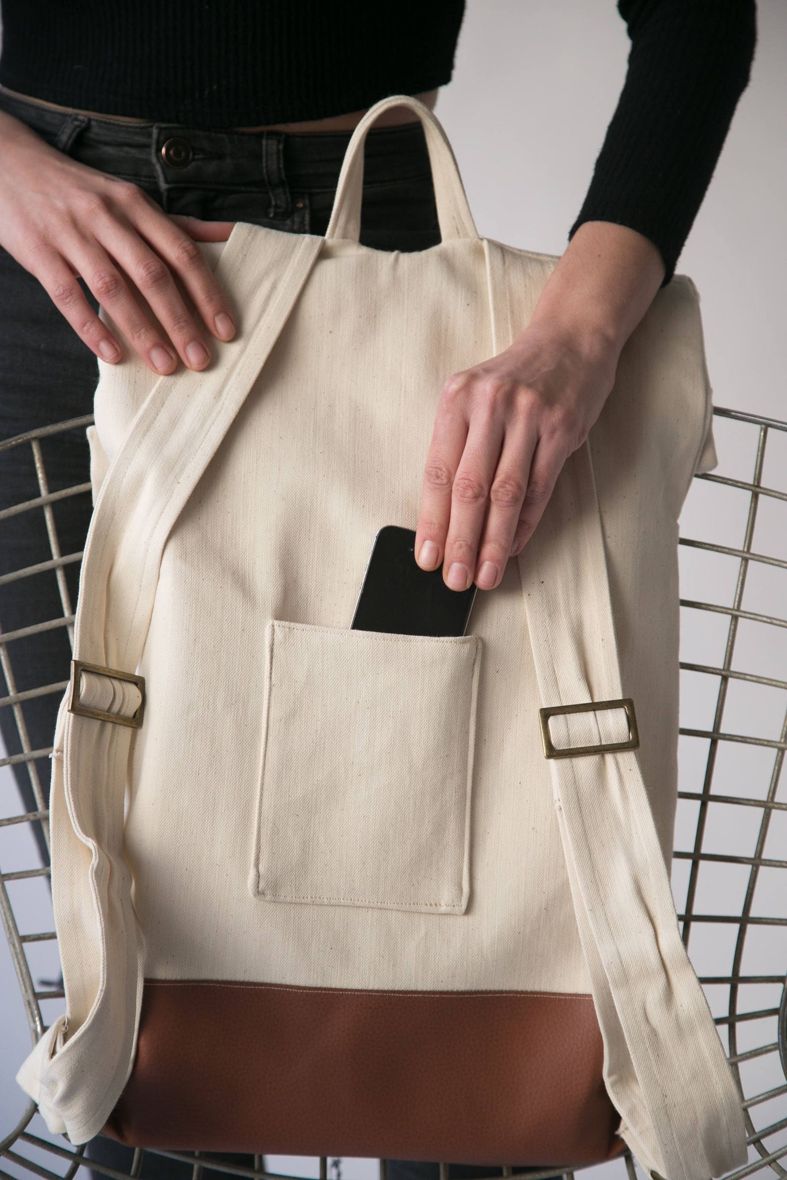 Canvas Backpack White Backpack Rolltop Backpack Laptop Etsy