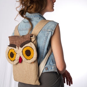 Owl Backpack, Crochet Backpack, Owl Bag, Animal Backpack, Bird backpack, Crochet Owl Backpack, Owl Rucksack , Crocheted Owl Bag, Kids Bag image 2