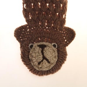 Bear Scarf, Animal Scarf, Cute Scarf, Crocheted Animal, Crocheted bear, brown Scarf, Crocheted Collar, Children Scarf, kids Scarf image 4