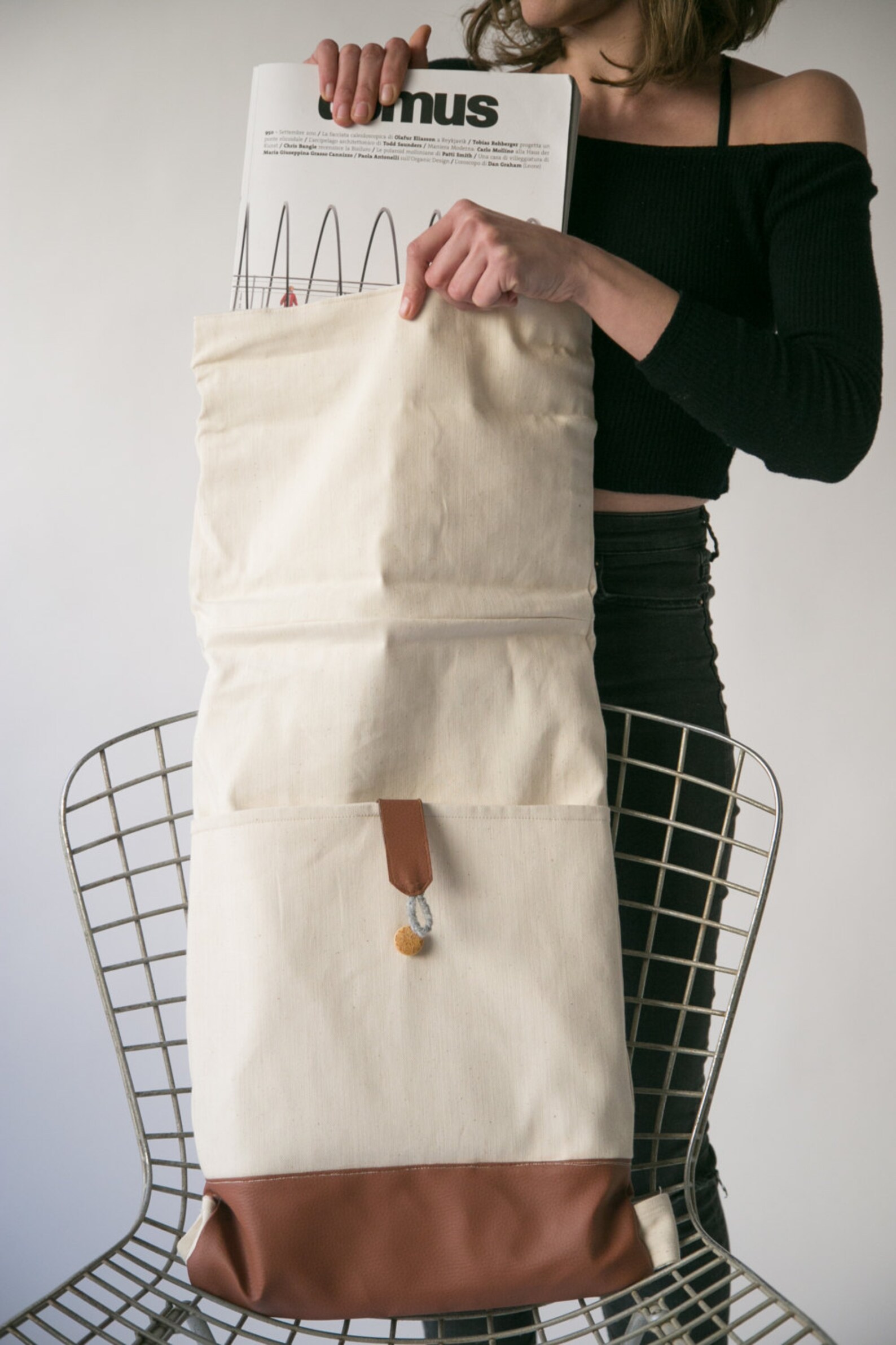 Canvas Backpack White Backpack Rolltop Backpack Laptop Etsy