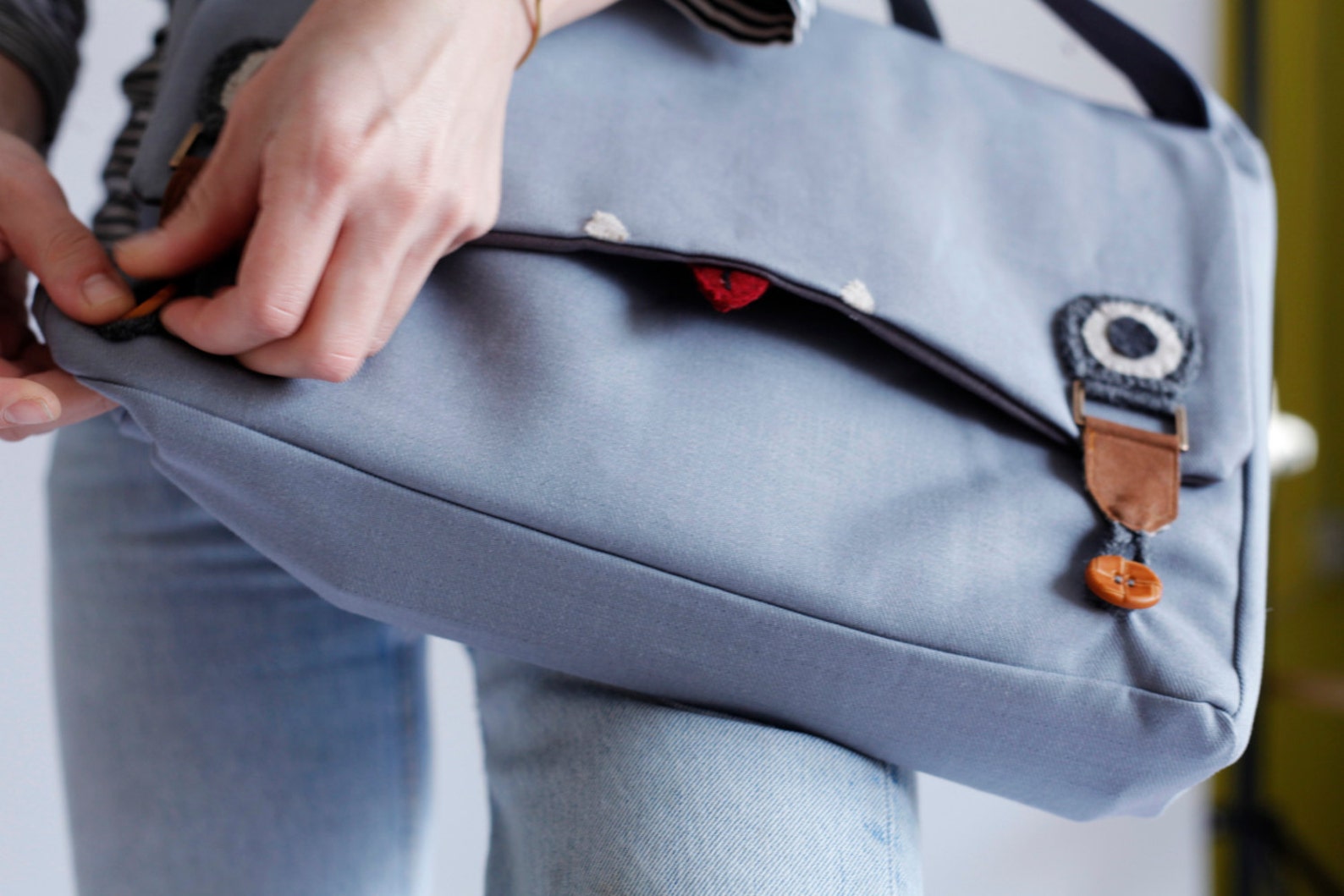 Grey Messenger Bag, Laptop Messenger Bag, Men Messenger Bag, Vegan