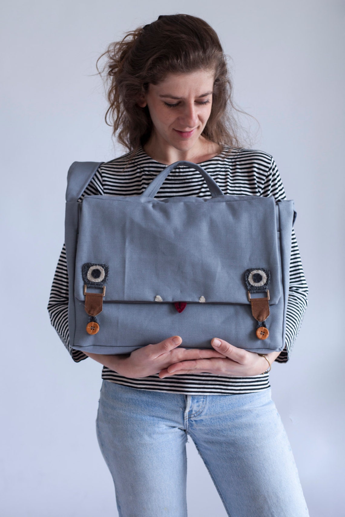 Grey Messenger Bag, Laptop Messenger Bag, Men Messenger Bag, Vegan