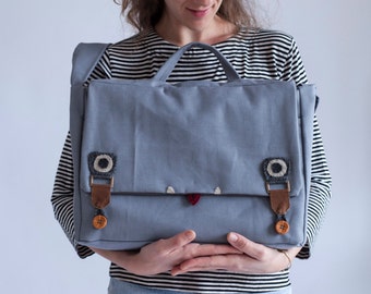 Grey Messenger Bag Laptop Messenger Bag Men Messenger Bag Vegan Messenger Bag School Messenger Bag Cute Messenger Bag Back to School Etsy