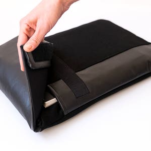 Black laptop sleeve, Black Laptop Case, Vegan Laptop case, Laptop Sleeve, MacBook sleeve, black laptop bag, Black briefcase bag, MacBook bag image 4