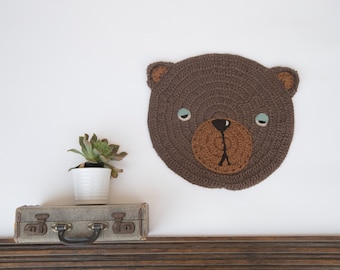 Crocheted Carpet, Crochet Wall Hanging, Bear Wall Hanging, Crocheted Bear, Animal Wall Decor, Children Room Wall Hanging, Bear Decoration
