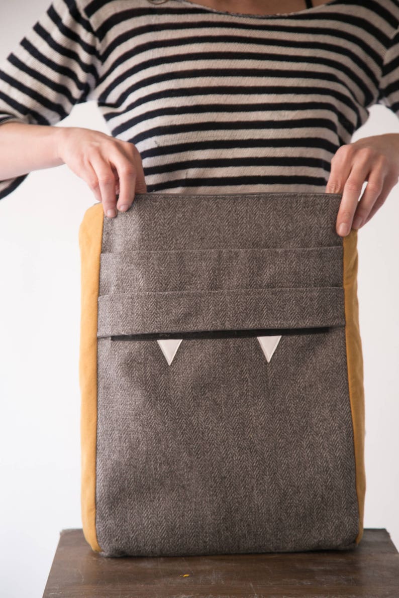 Gray Laptop Backpack Grey Backpack Vegan Backpack Gray Etsy