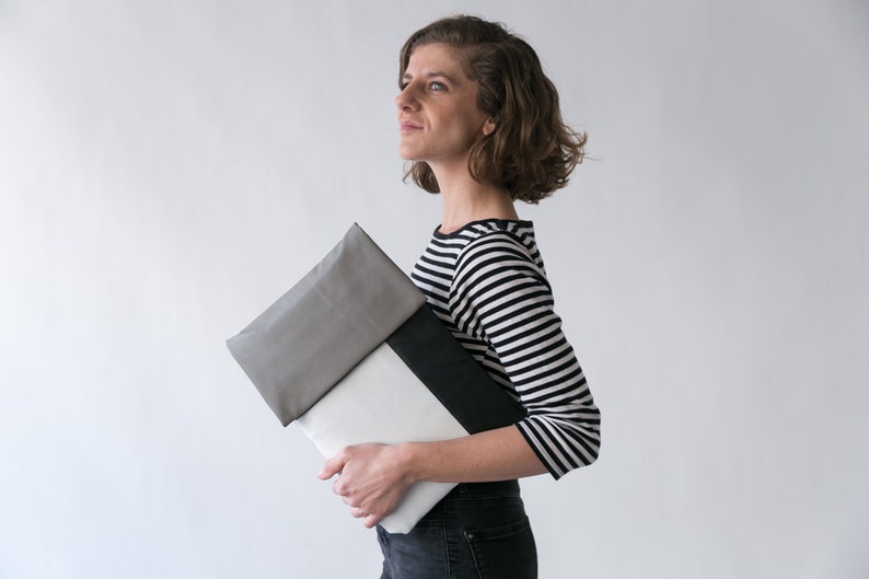 Leather Laptop case, Vegan Laptop Case, Padded MacBook Case, Geometric mac Sleeve, Minimalist Sleeve, Padded Mac Sleeve, Mac pouch, Mac Case image 2