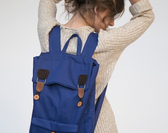 Blue Laptop backpack, Canvas Backpack, School Backpack, Men backpack, College Backpack, Fabric Backpack, Blue Laptop bag, Back to School