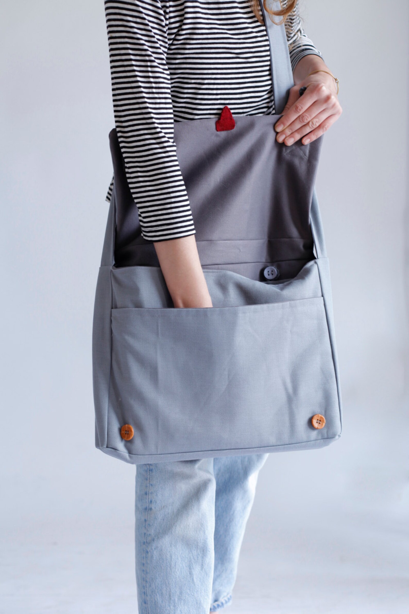 Grey Messenger Bag, Laptop Messenger Bag, Men Messenger Bag, Vegan