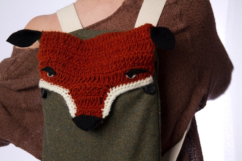 Fox Backpack, Crochet Backpack, Fox Bag, Crocheted Fox, Cute Backpack, Crochet Fox Bag, Knitted Backpack, Children Backpack, Kids Backpack image 1