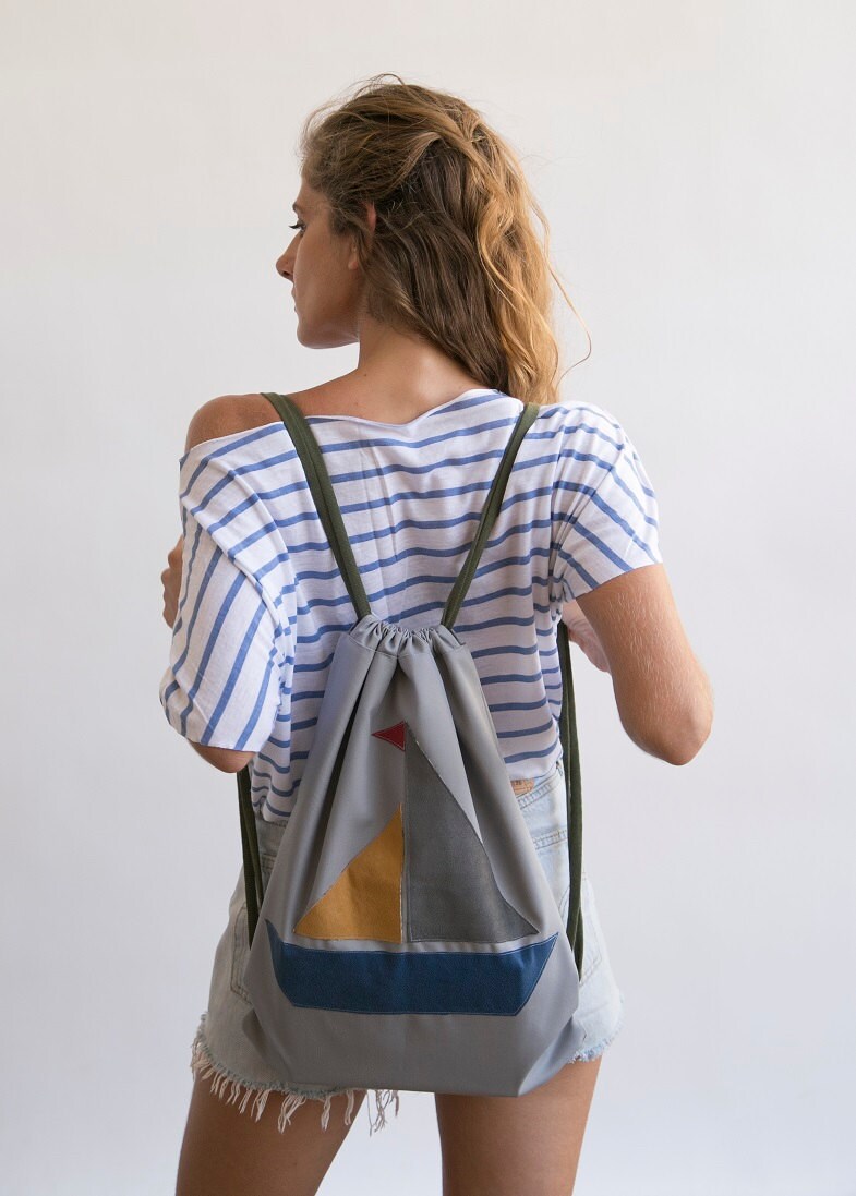 Drawstring Bag Boat Backpack Beach Bag 