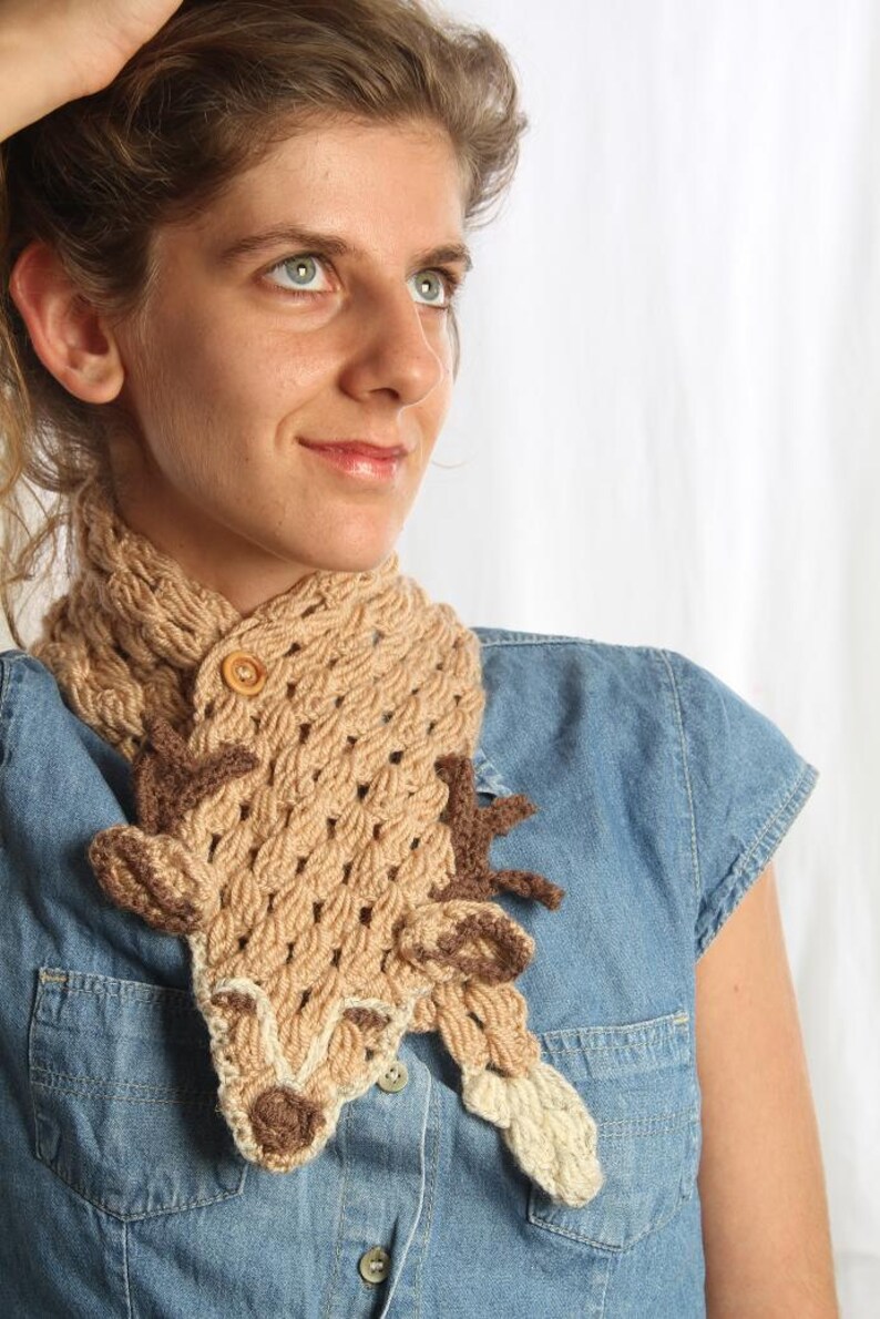 Deer Scarf, Animal Scarf, Cute Scarf, Crocheted Animal, Crochet Animal