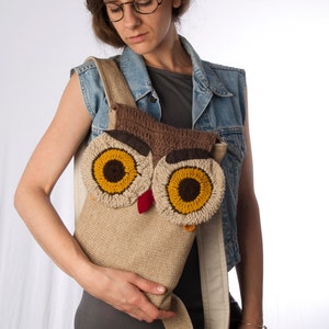 Owl Backpack, Crochet Backpack, Owl Bag, Animal Backpack, Bird backpack, Crochet Owl Backpack, Owl Rucksack , Crocheted Owl Bag, Kids Bag image 4