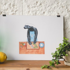 Kitchen Art Print Honey Badger Print Anthropomorphic Vegetable illustration Vegan Art Print Kitchen Illustration Chef art print image 4