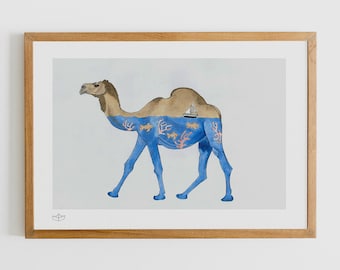 Camel Illustration, Camel Art Print, Desert Art Print, Animal Wall Art, Animal Illustration, Animal Art Print, Israel Art, Animal Art