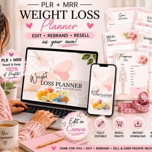 PLR Weight Loss Digital Planner | Wellness Journal (Instant Download)