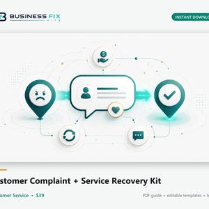 Vorlagen für die Beantwortung von Kundenbeschwerden, Skripts zur Service-Wiederherstellung, E-Mail-Antworten für verbitterte Kunden, PDF für das Small Business Support Kit