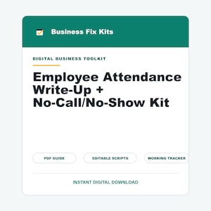 Employee Write Up Form Template, Attendance Policy, No Call No Show Documentation, Small Business HR Discipline Forms