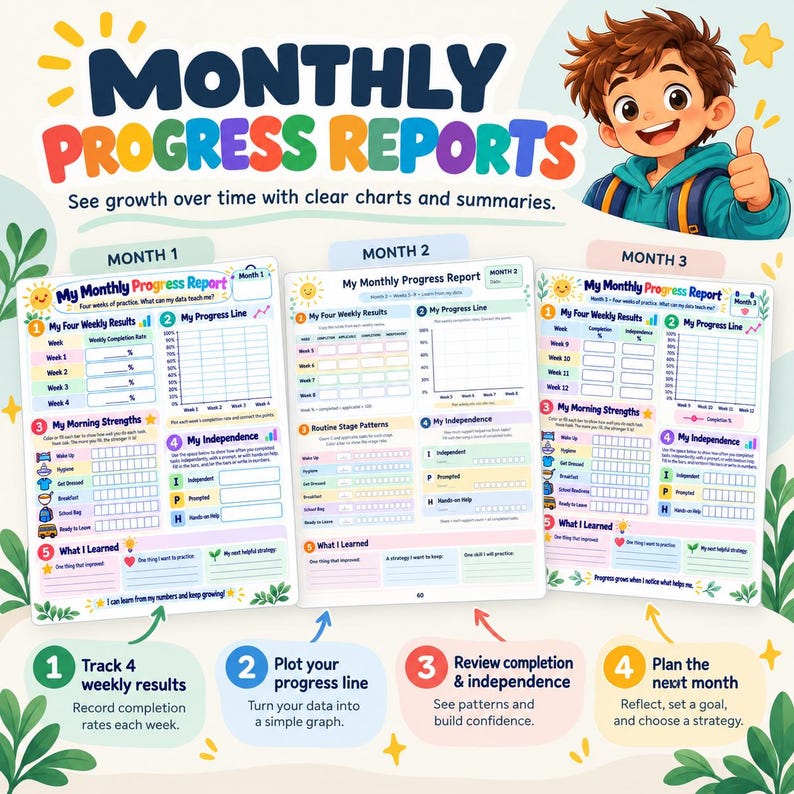 Individual Progress Checklist Before School Morning Routine Tracker for Kids | Wake-up to Departure ...