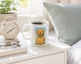 Golden Retriever Coffee Mug, Cute Dog Lover Gift, Labrador Style Puppy Mug, Dog Mom Coffee Cup, Pet Lover Gift, Animal Lover Mug, Cute Yello