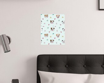 Bulldog Pattern Poster: Dog Art Print for Home Decor