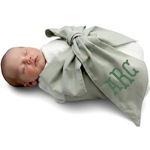 Personalized Newborn Swaddle Sash-Soft Cotton Maternity Sash with Big Bowknot - Custom Sash for Baby Girls & Boys-Newborn Photography Sage